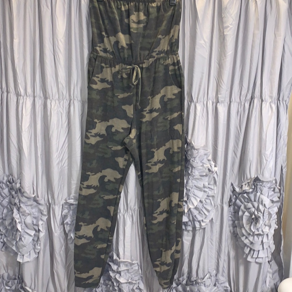 Strapless knit jumpsuit